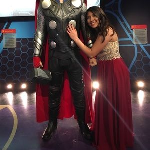 Red beaded detailed prom/formal dress